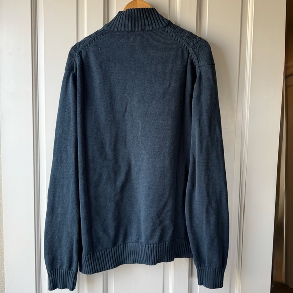 Calvin Klein Men's EUC Quarter-Zip Mock-Neck Grayish Blue Sweater - Sz XL - Picture 3 of 5